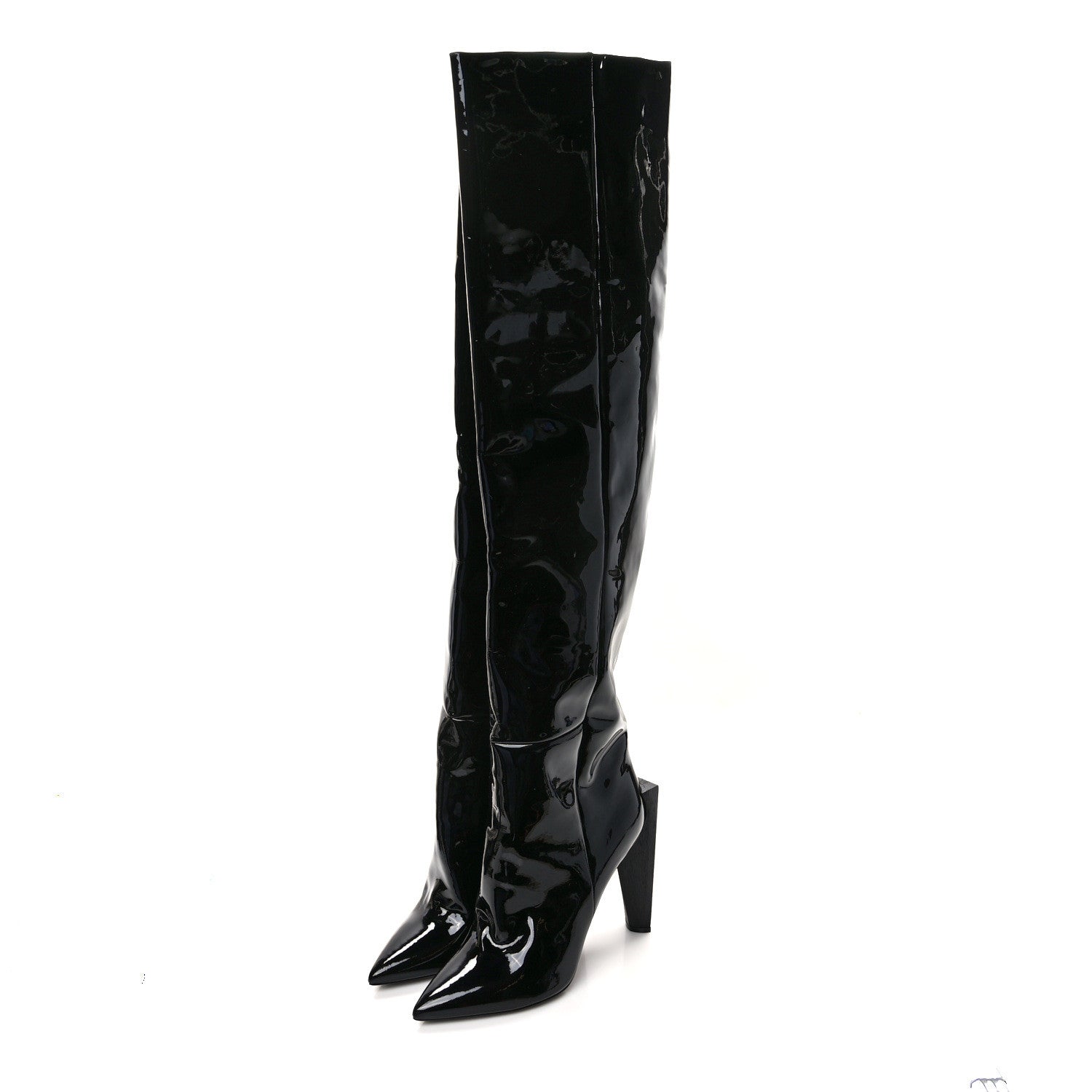 Saint Laurent Patent Over The Knee Boots 41 Black 3 of 6