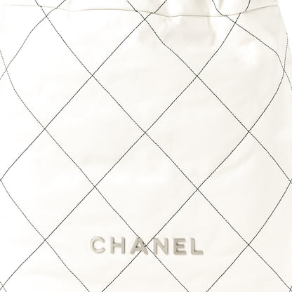 Chanel Shiny Calfskin Quilted Chanel 22 Backpack White Black 8 of 10