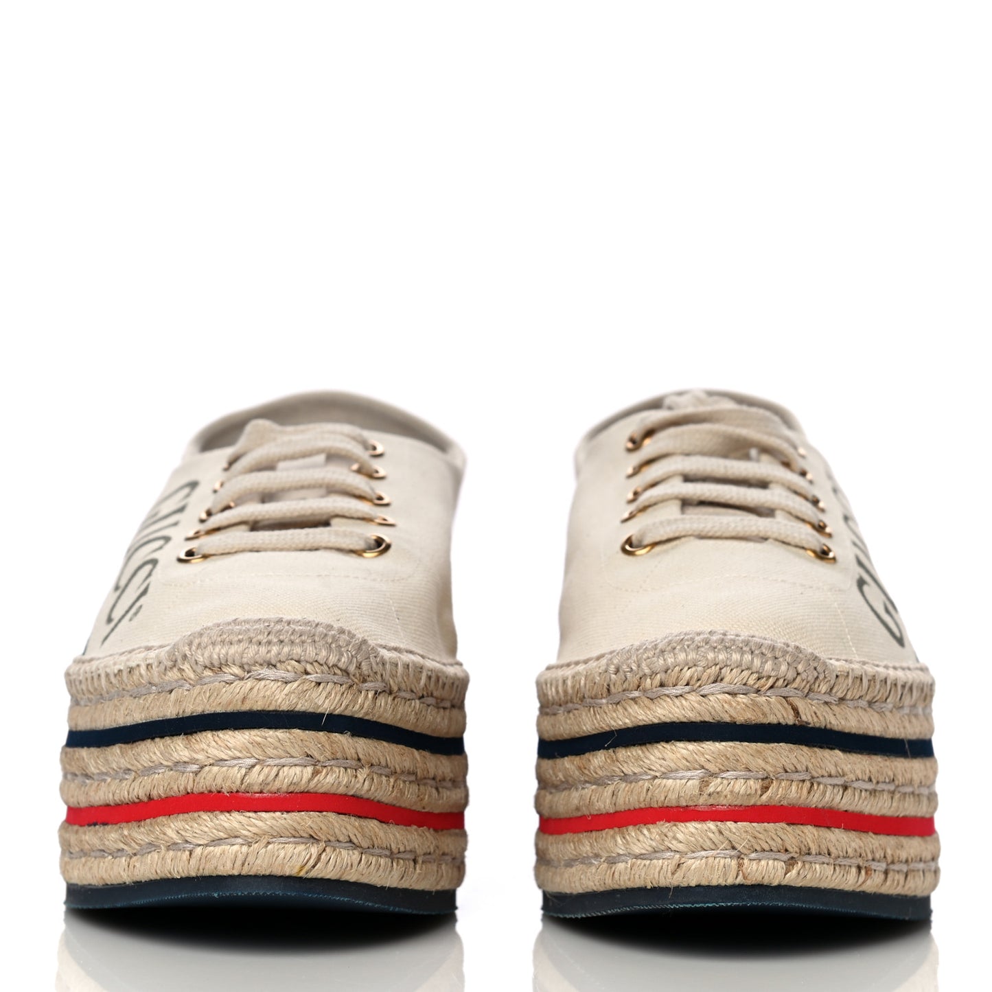 Canvas Logo Lace-Up Platform Espadrilles 40 Greggio Grege