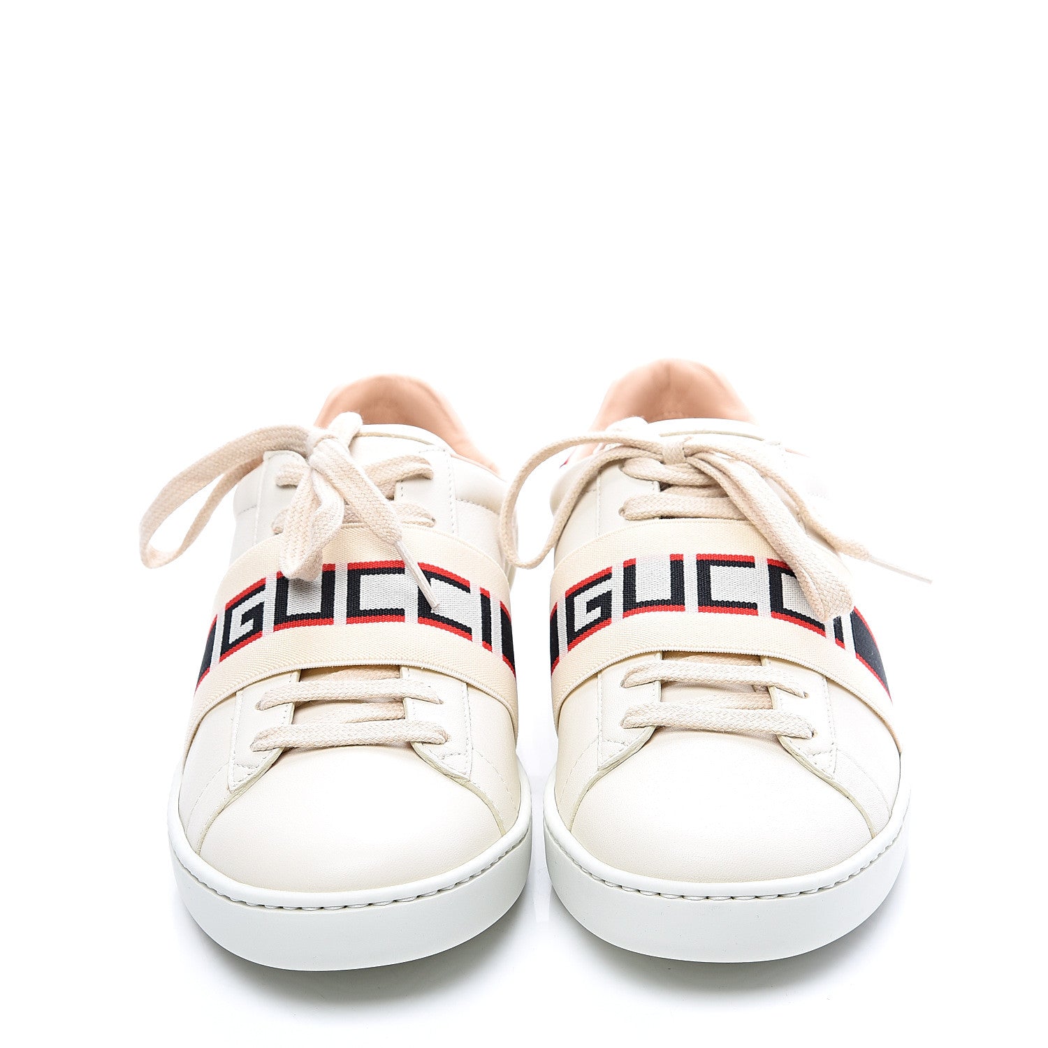 Gucci Calfskin Stripe Womens New Ace Sneakers 36.5 New Mystic White Ecru Red Flame 3 of 12