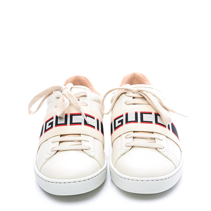 Gucci Calfskin Stripe Womens New Ace Sneakers 36.5 New Mystic White Ecru Red Flame 3 of 12