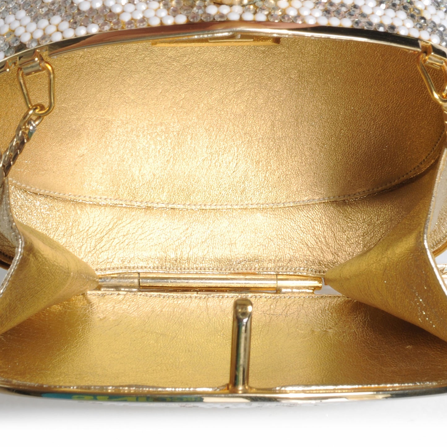 Crystal Herringbone Clutch Gold