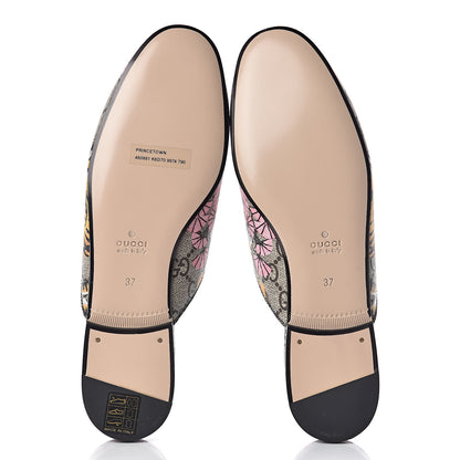 Gucci GG Supreme Monogram Bengal Womens Princetown Slippers 37 Beige Crop Pink 9 of 10