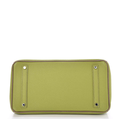 Hermes Togo Bi Color Horseshoe Birkin 35 Vert Anis Etoupe 6 of 35