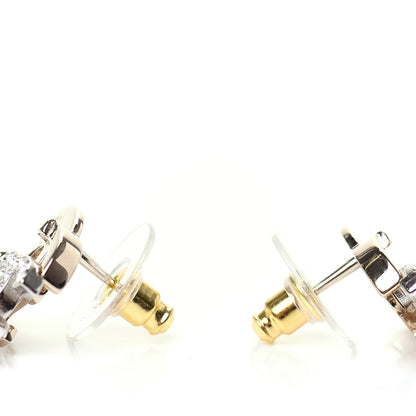 Chanel Crystal Double CC Earrings Gold Silver 3 of 5