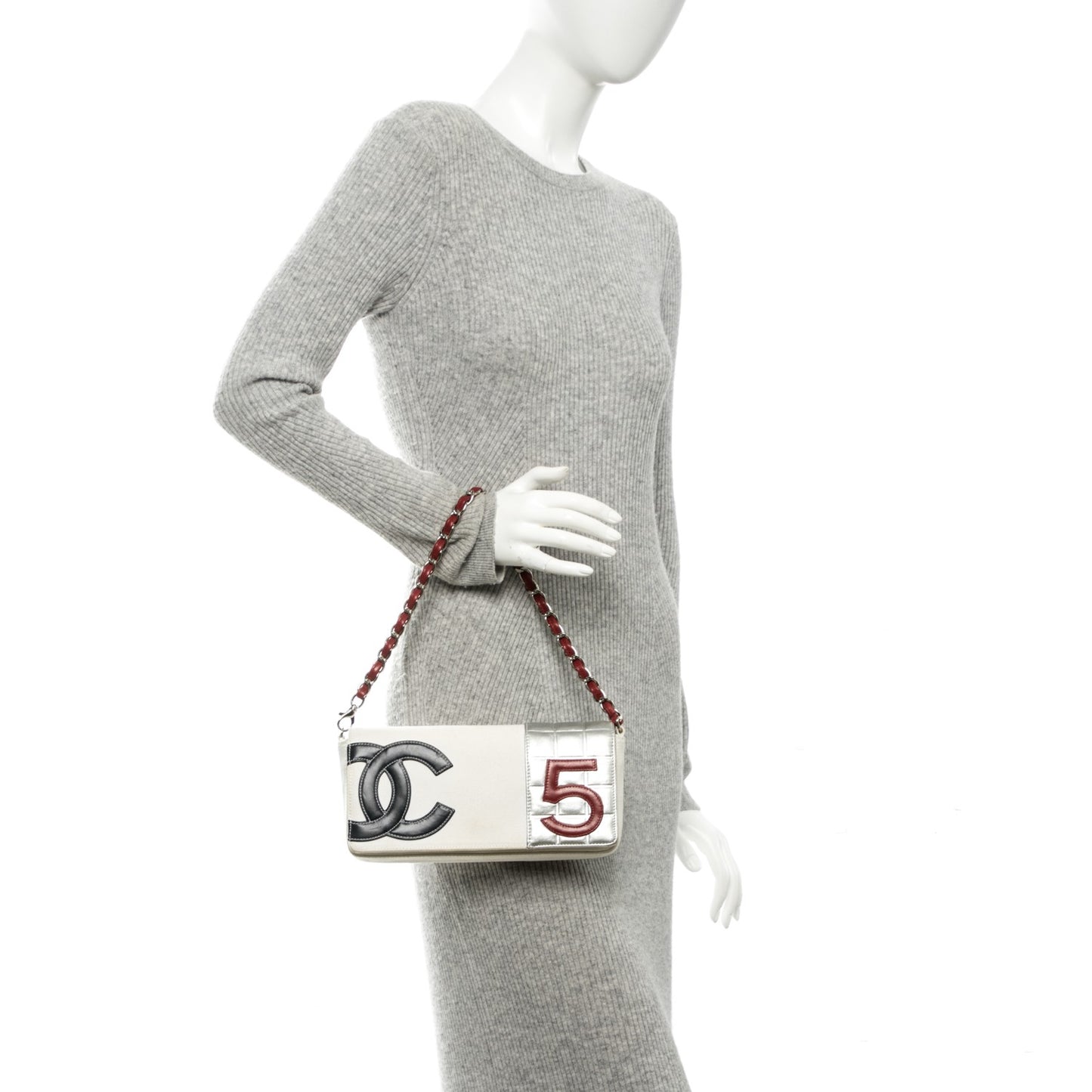 Metallic Lambskin Canvas CC N°5 Flap White