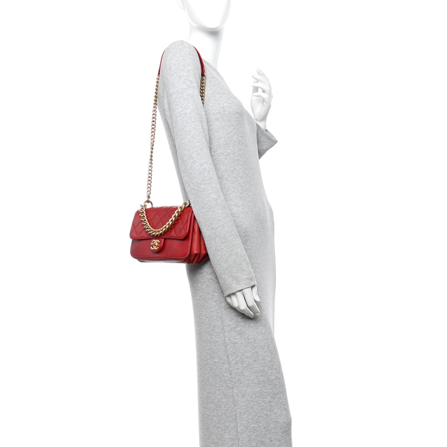 Chanel Iridescent Calfskin Quilted Small Straight Lined Flap Red 2 of 17
