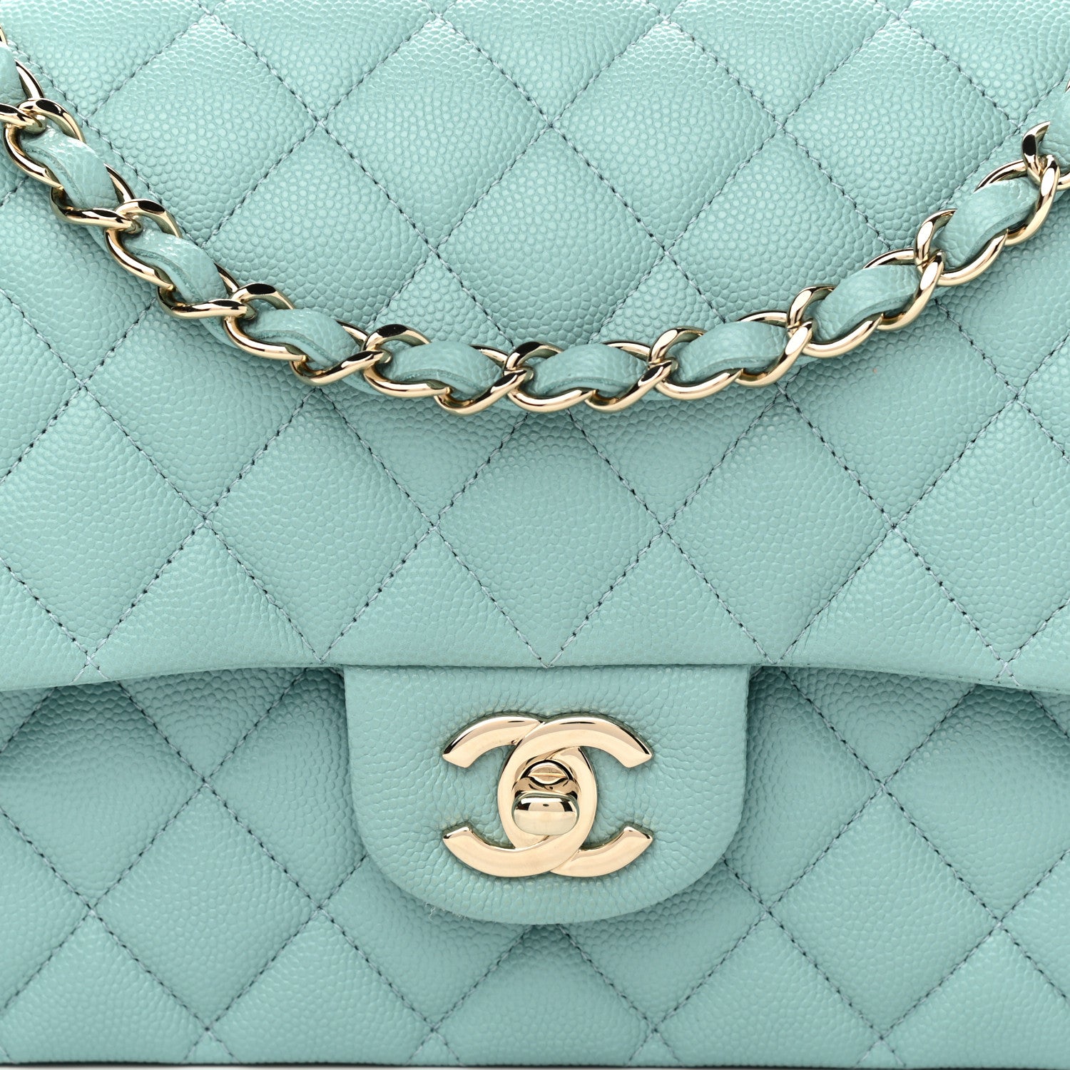 Chanel Caviar Quilted Medium Double Flap Light Blue 8 of 11
