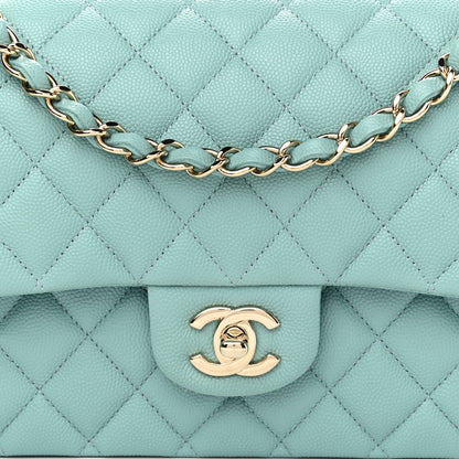 Chanel Caviar Quilted Medium Double Flap Light Blue 8 of 11