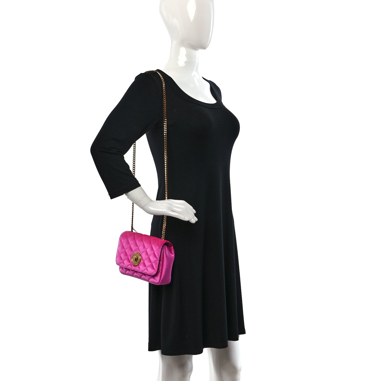 Versace Velvet Quilted Medusa Chain Crossbody Pink 2 of 8