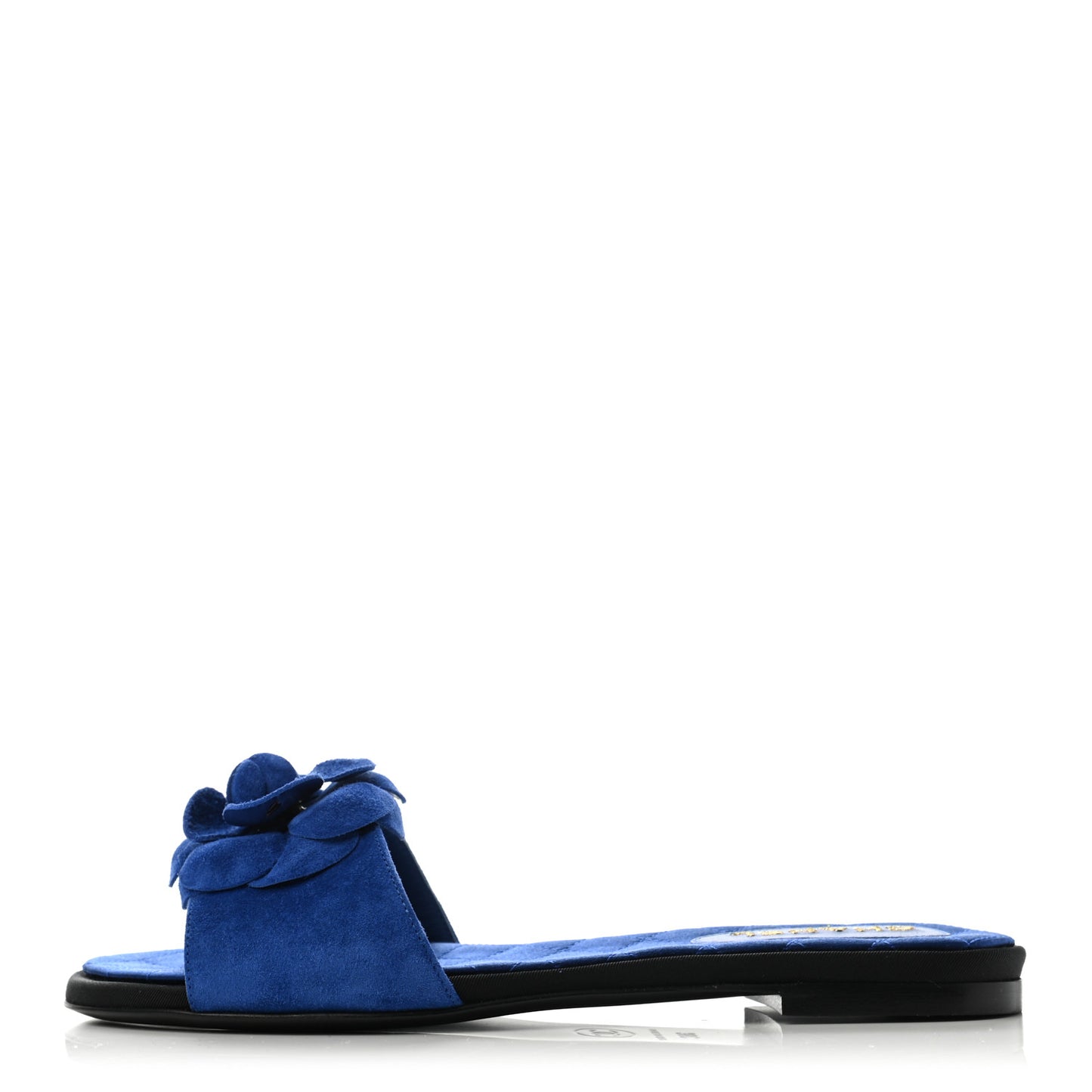 Suede Camellia Sandal Mule 36 Blue