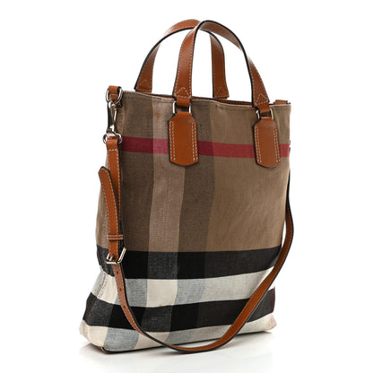 Burberry Canvas Mega Check Medium Tottenham Brit Tote Saddle Brown 4 of 12