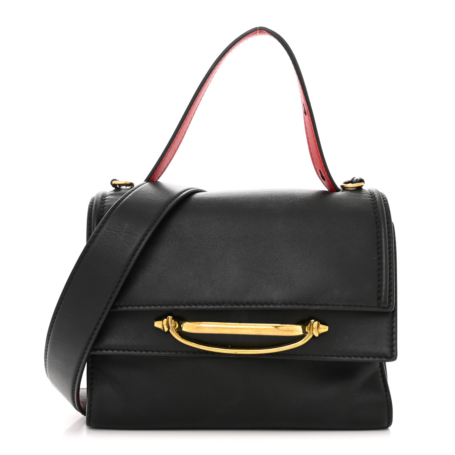 Alexander McQueen Calfskin The Small Story Bag Black Red 1 of 14