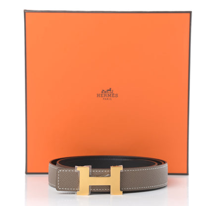 Hermes Swift Epsom 24mm Mini Constance H Belt 85 Black Etoupe 7 of 7