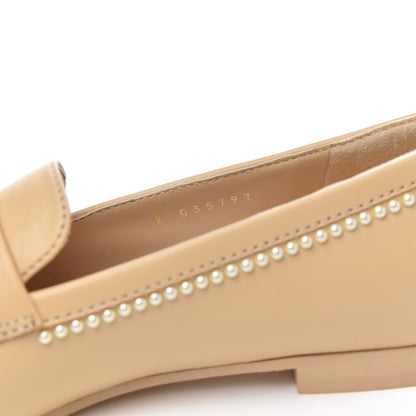 Chanel Calfskin Pearl CC Loafers 37.5 Beige 7 of 9