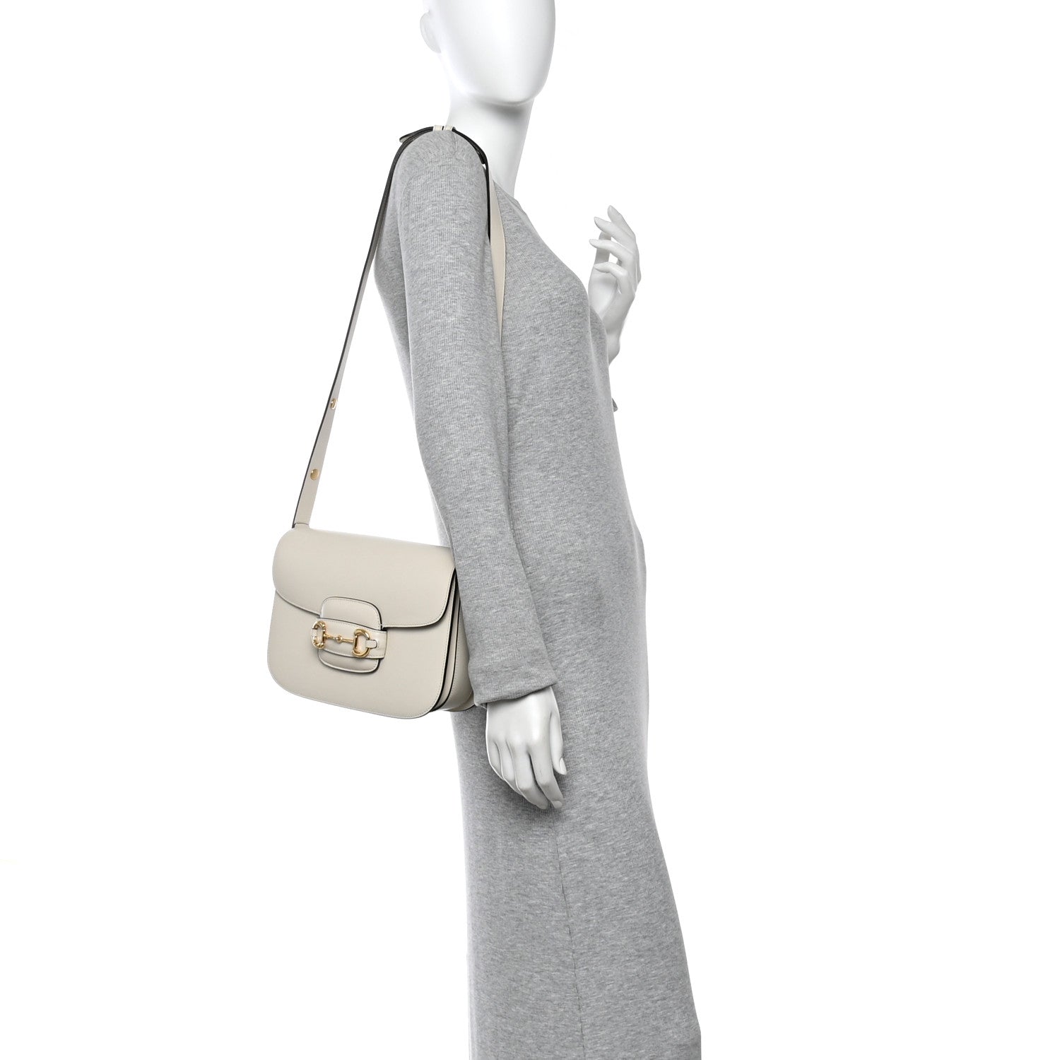 Gucci Azalea Calfskin Horsebit 1955 Shoulder Bag Mystic White 2 of 13