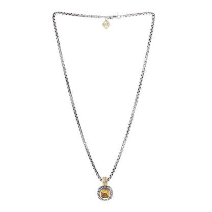 David Yurman Sterling Silver 18K Yellow Gold Citrine 7mm Albion Enhancer Pendant Necklace 3 of 5