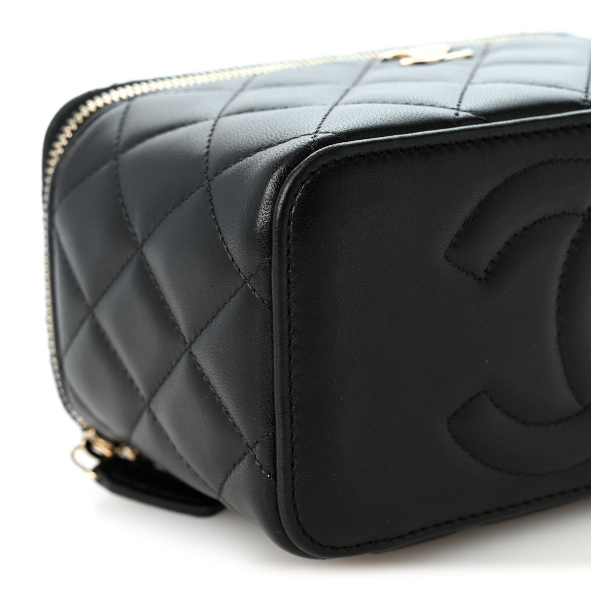 Chanel Lambskin Quilted Small Top Handle Vanity Case With Chain Black 9 of 10