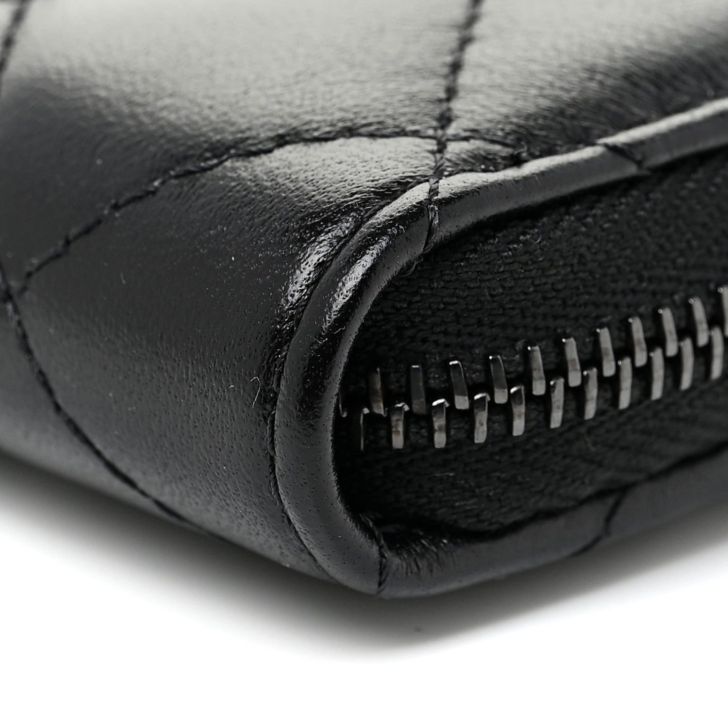 Chanel Lambskin Quilted Zip Coin Purse So Black 6 of 15