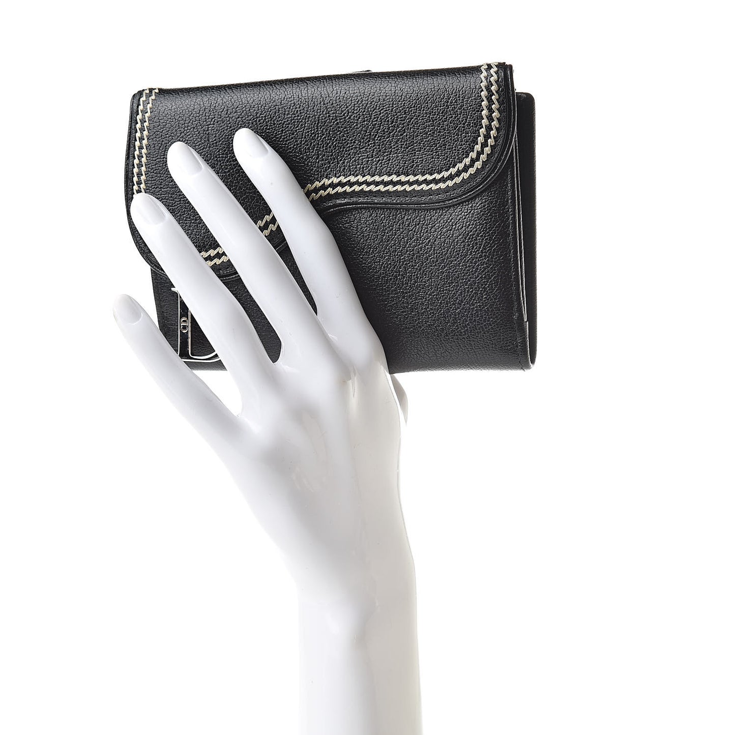 Goatskin Saddle Compact Wallet Black