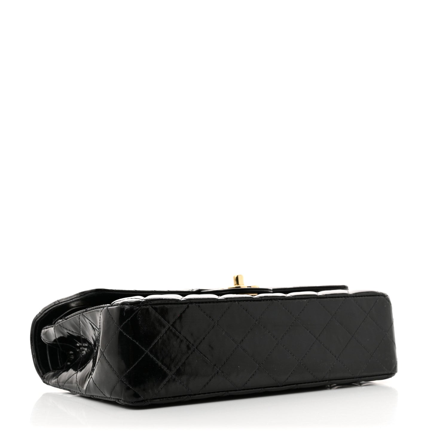 Patent Quilted Medium Double Flap Black