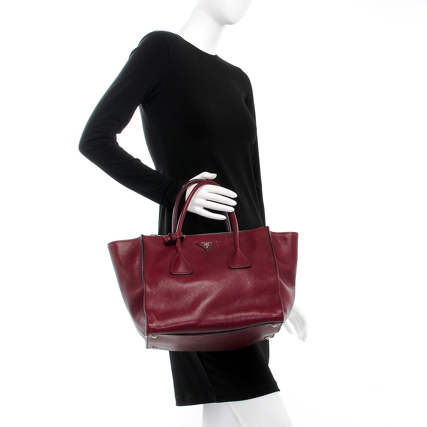 Prada Glace Calf Twin Pocket Tote Fuxia 3 of 22