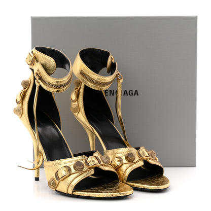 Balenciaga Metallic Agneau Arena Cagole 110mm Sandals 38 Silver 40 Gold 13 of 13