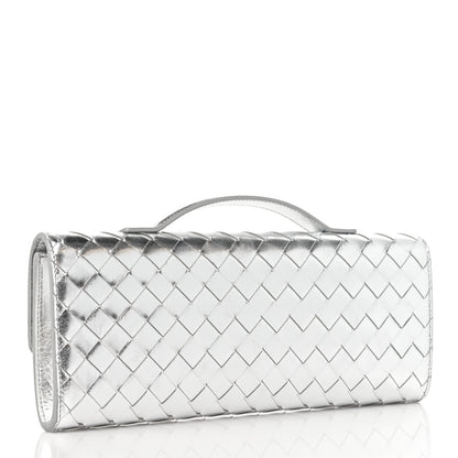 Bottega Veneta Metallic Nappa Intrecciato Long Andiamo Top Handle Silver 2 of 8