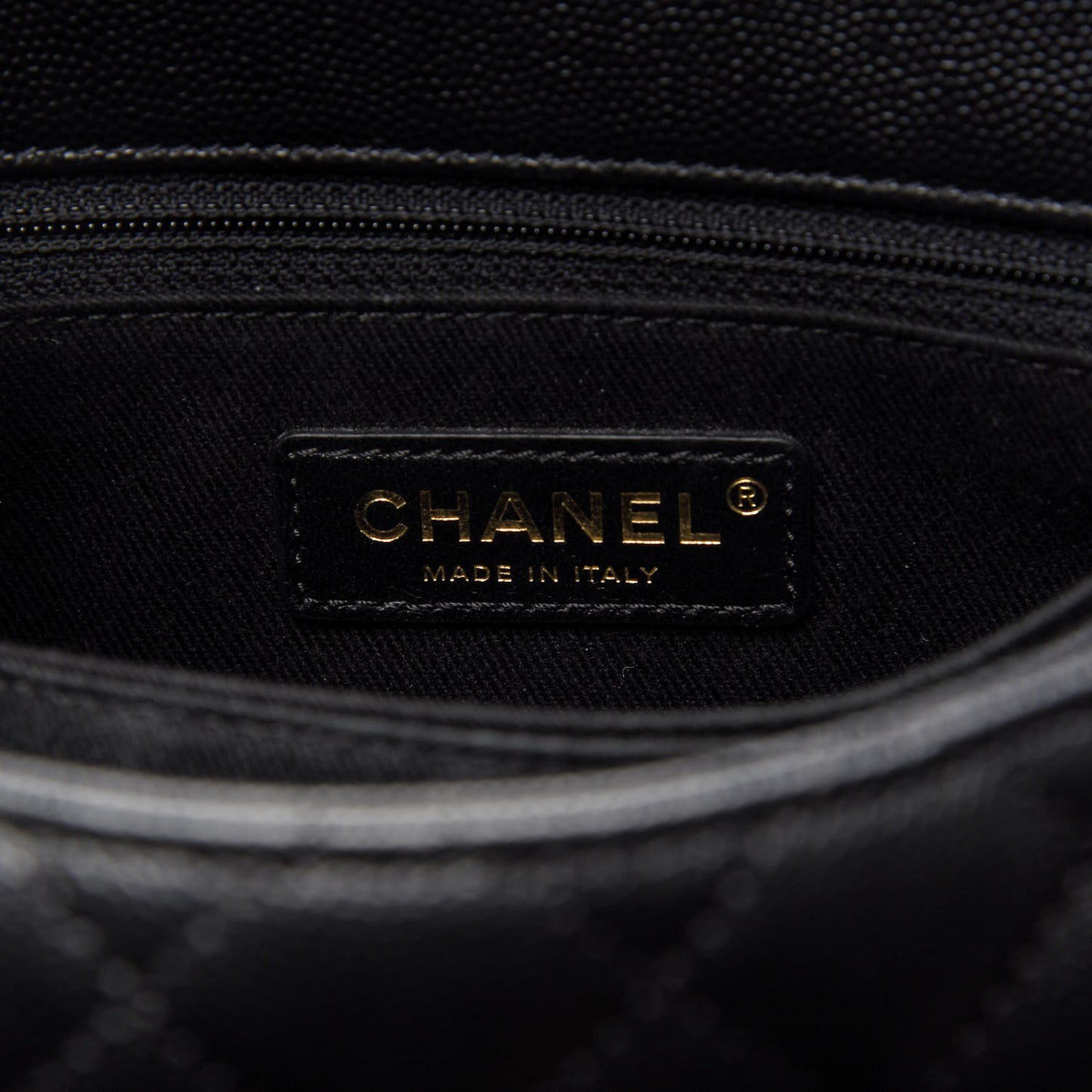 Caviar Lizard Embossed Quilted Mini Coco Handle Flap Black