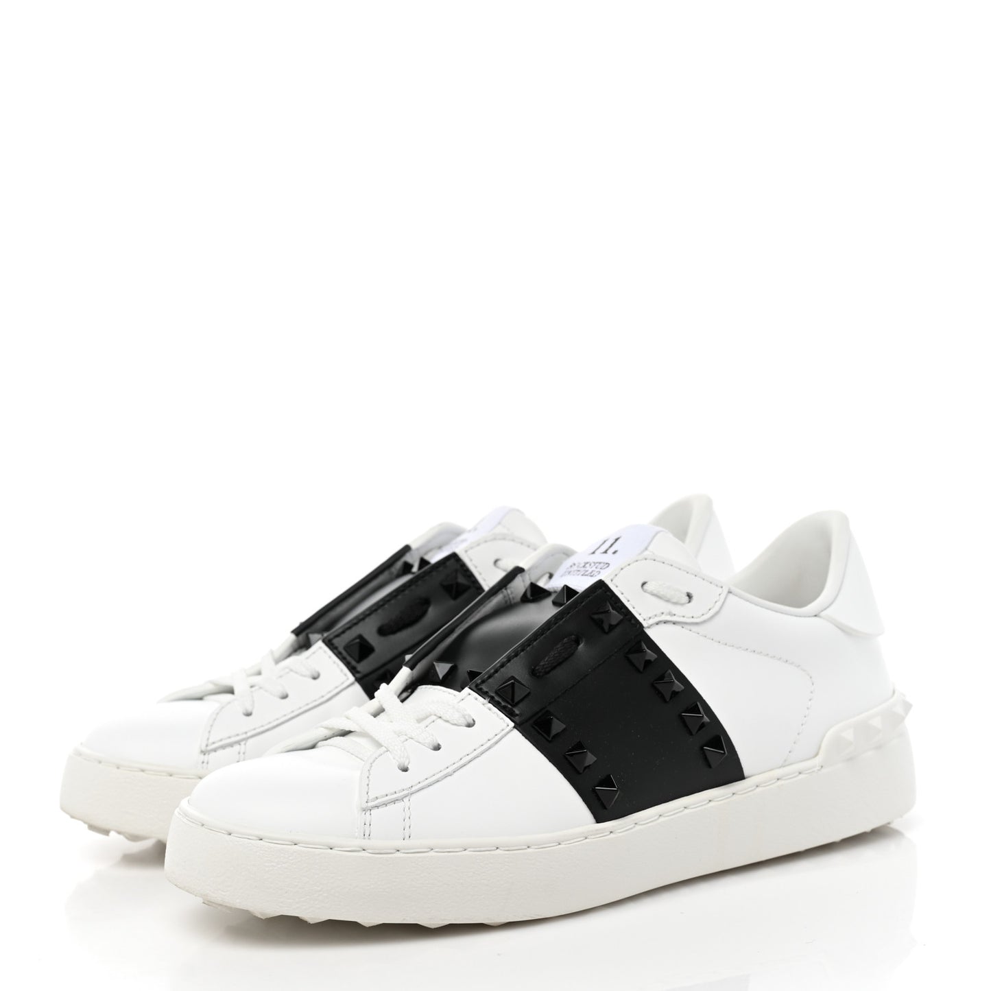 Calfskin Rockstud Untitled Open Sneakers 37.5 White Black