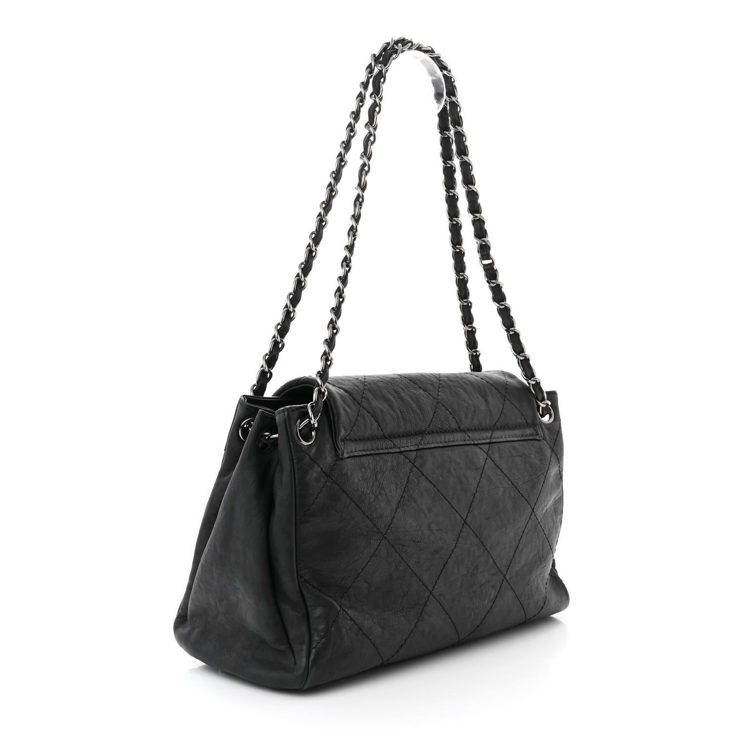 Calfskin Quilted Large Hamptons Flap Black