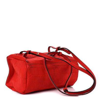 Givenchy Calfskin Crocodile Embossed Mini Pandora Red 2 of 13