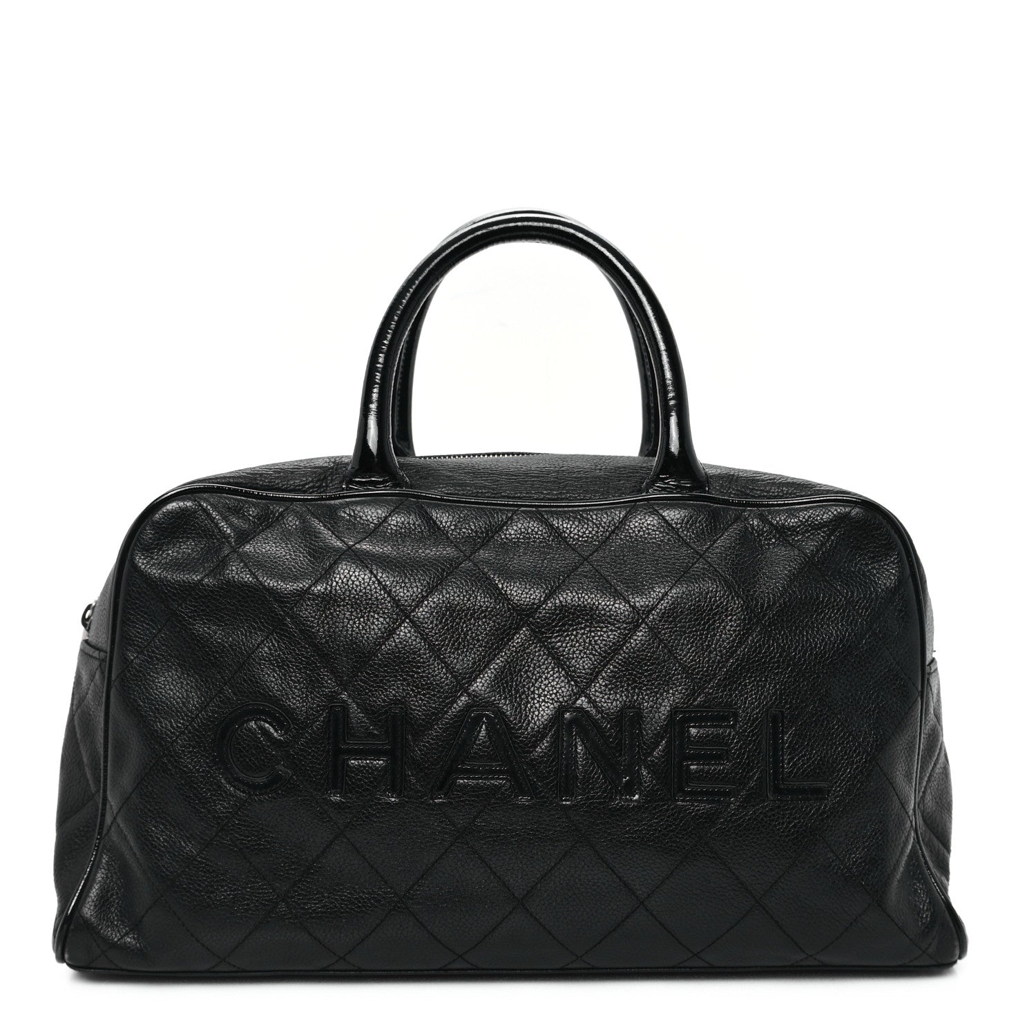 Chanel Calfskin Patent Quilted Bowler Black 1 of 13