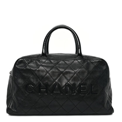 Chanel Calfskin Patent Quilted Bowler Black 1 of 13