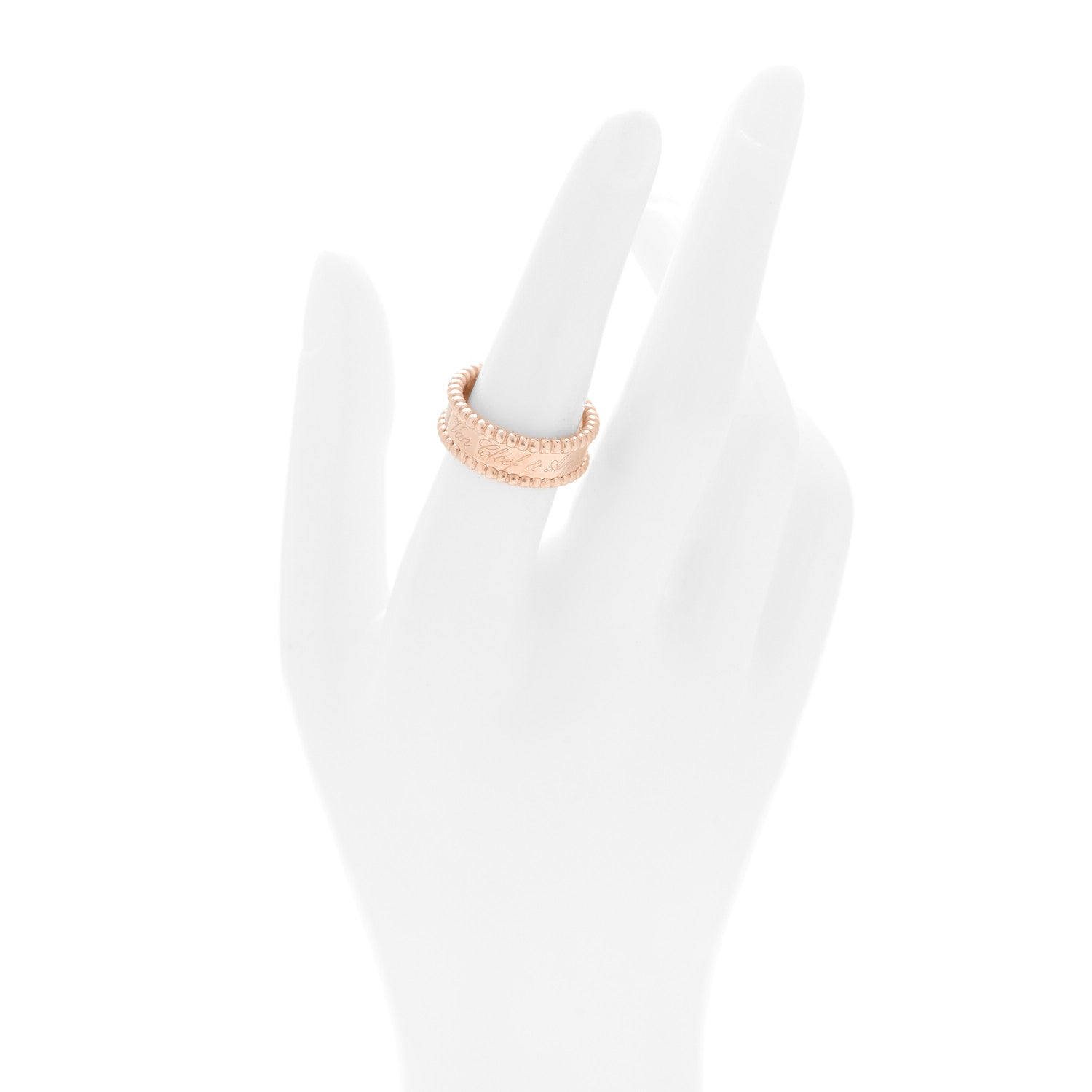 Van Cleef & Arpels 18K Rose Gold Perlee Signature Ring 54 6.75 2 of 5