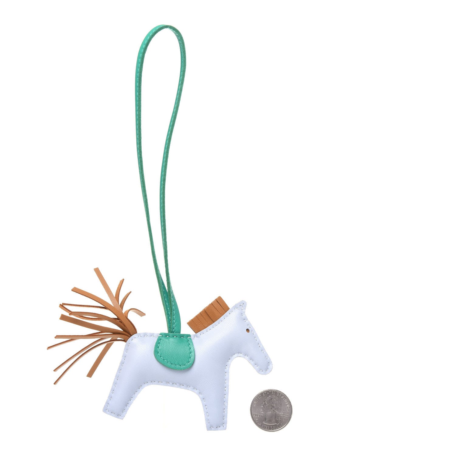 Hermes Milo Lambskin Grigri Rodeo Horse Bag Charm PM Bleu Brume Sesame Menthe 2 of 5