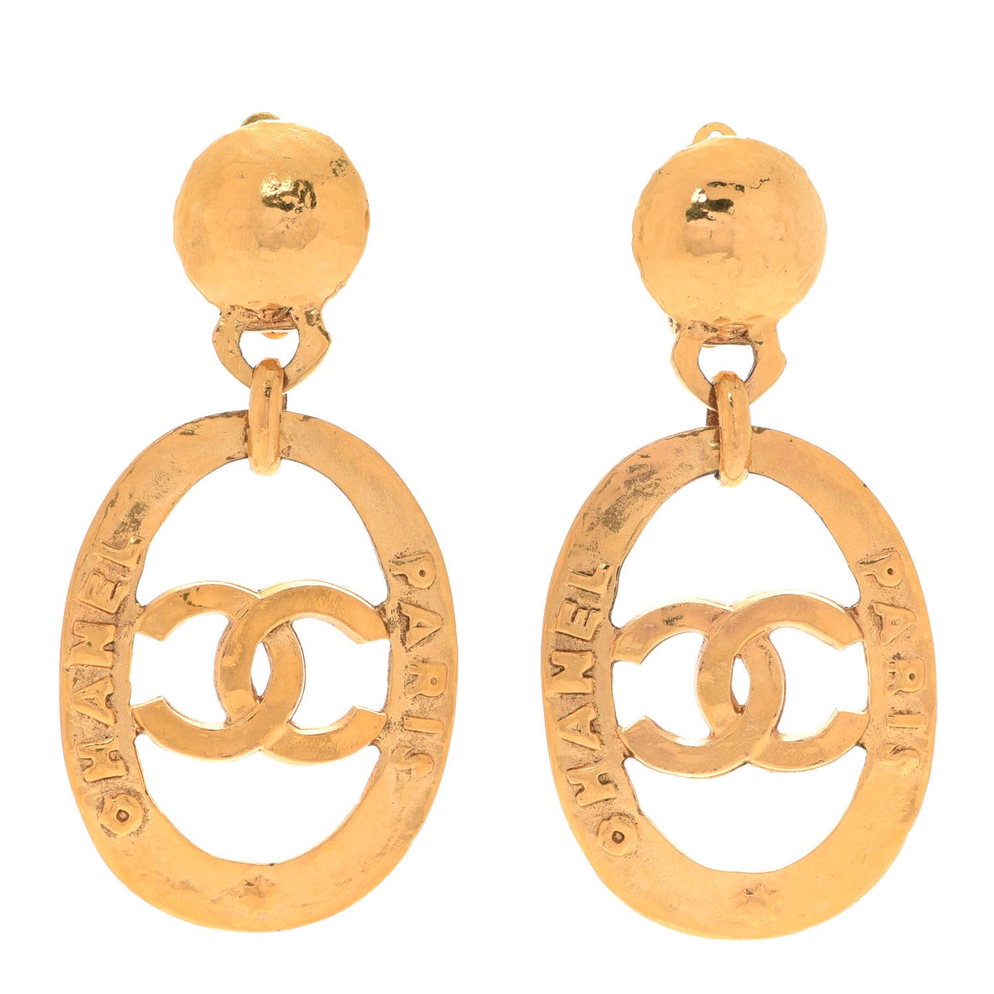 CC Drop Clip On Earrings Gold