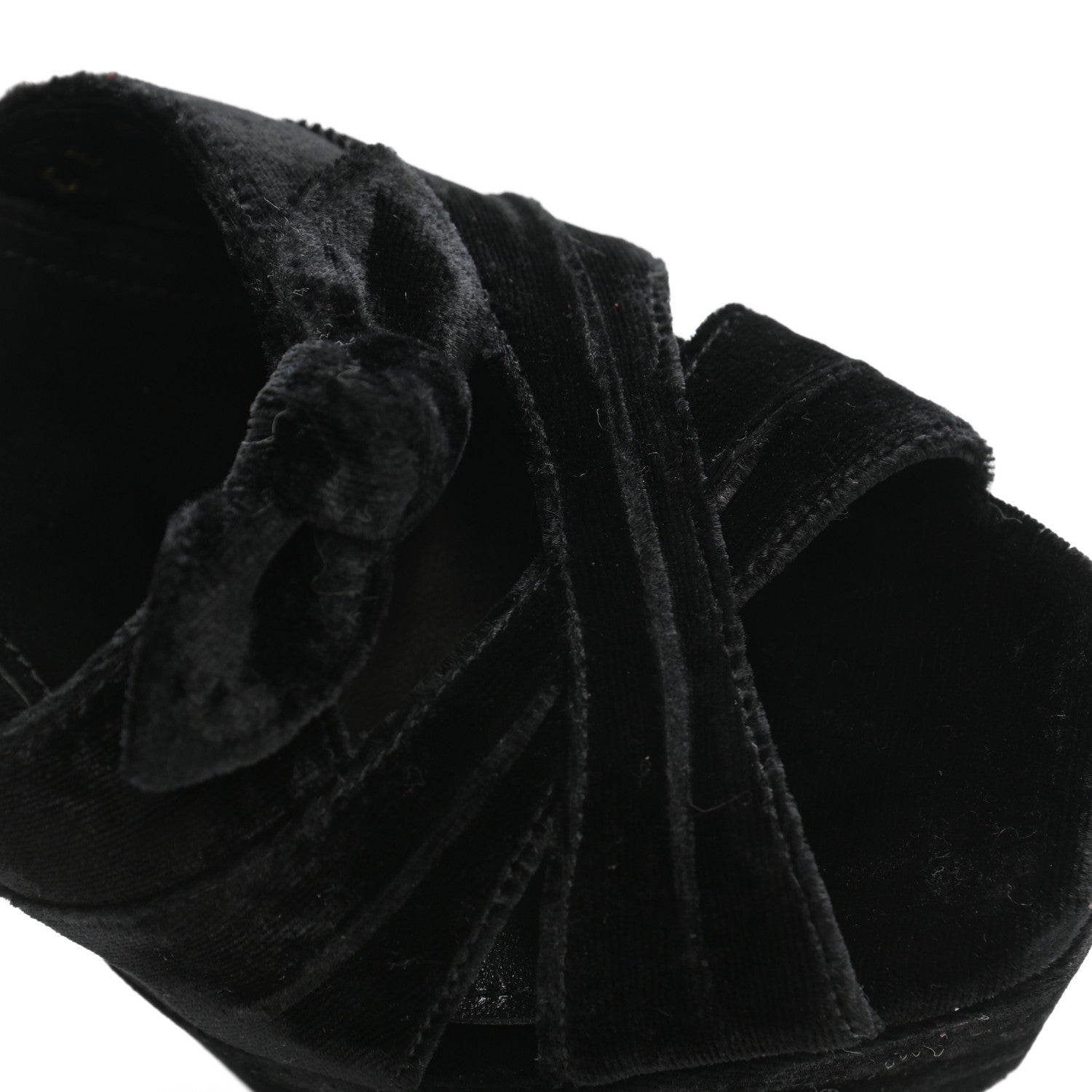 Saint Laurent Crushed Velvet Farrah Platform Sandals 36.5 Black 9 of 9