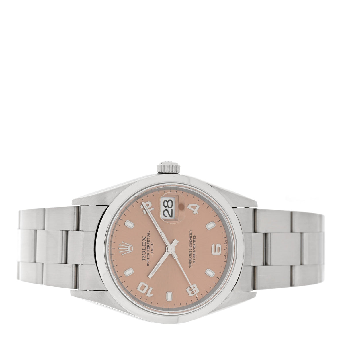Rolex Stainless Steel 34mm Oyster Perpetual Date Watch Pink 15200 2 of 4