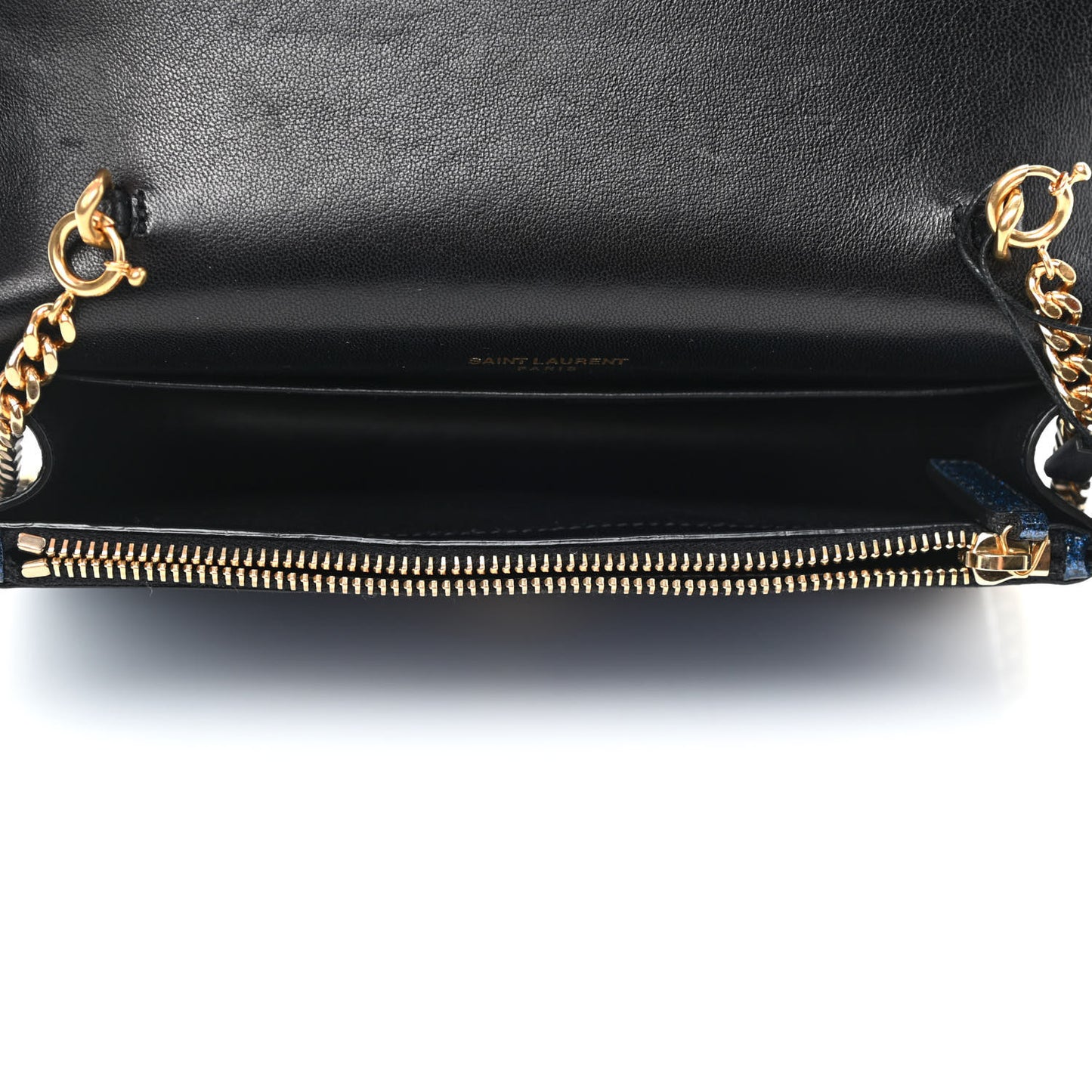 Glitter Small Monogram Kate Tassel Satchel Cobalt
