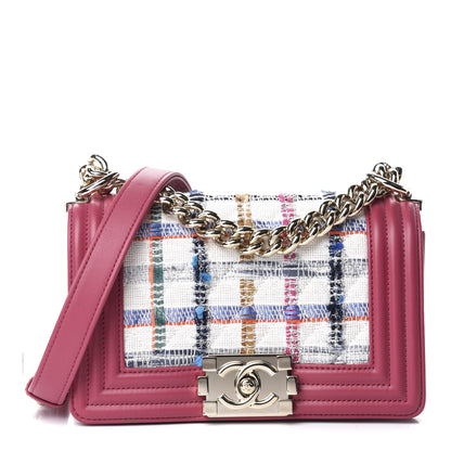 Chanel Lambskin Tweed Quilted Small Boy Flap Dark Pink 1 of 10