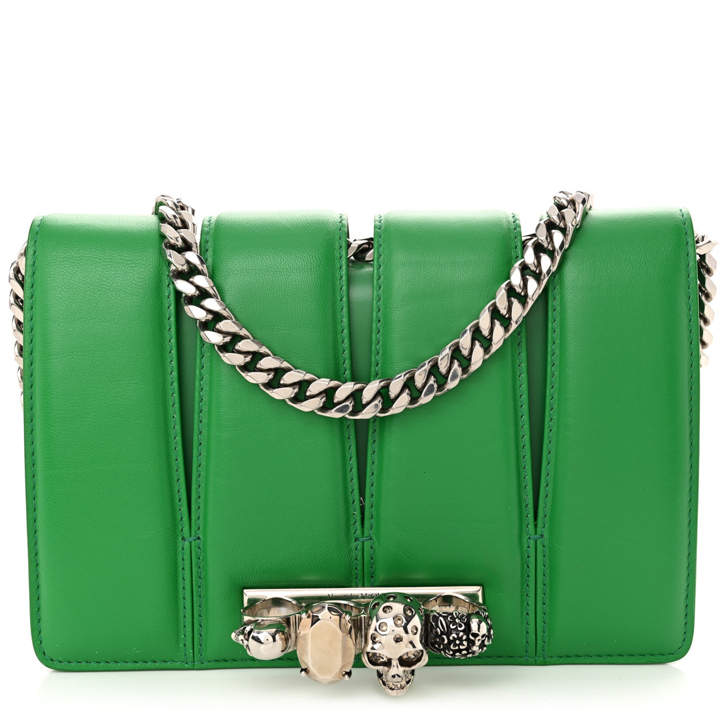 Alexander McQueen Calfskin Small Slash Bag Bright Green 1 of 9