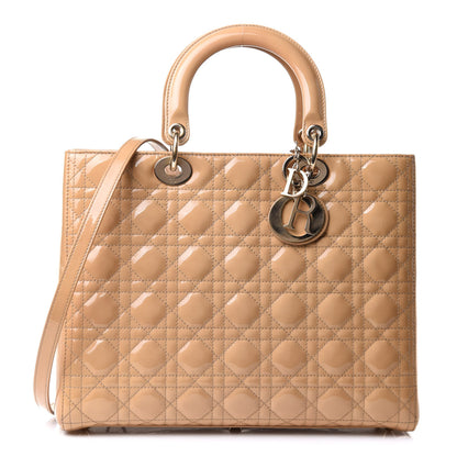 Christian Dior Patent Cannage Large Lady Dior Dark Beige 1 of 15