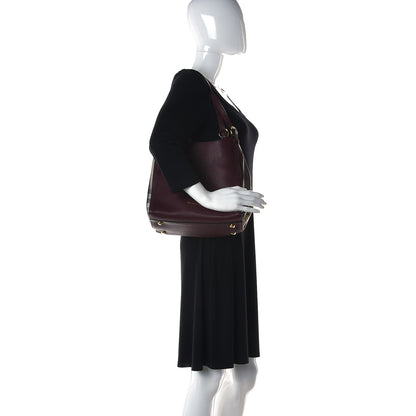 Burberry Grainy Calfskin House Check Small Canterbury Tote Burgundy 2 of 12