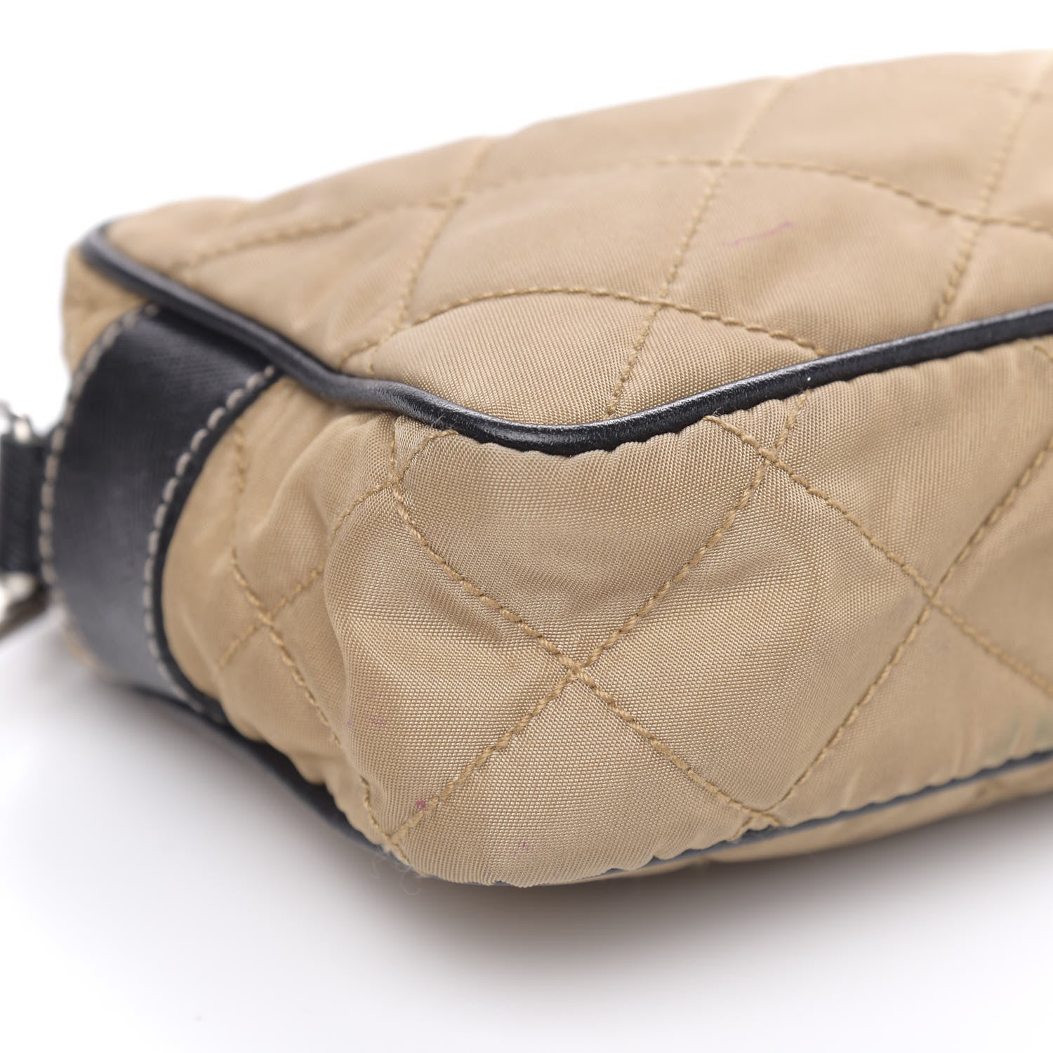 Prada Tessuto Nylon Saffiano Impunturato Quilted Pochette Cammello Black 7 of 9
