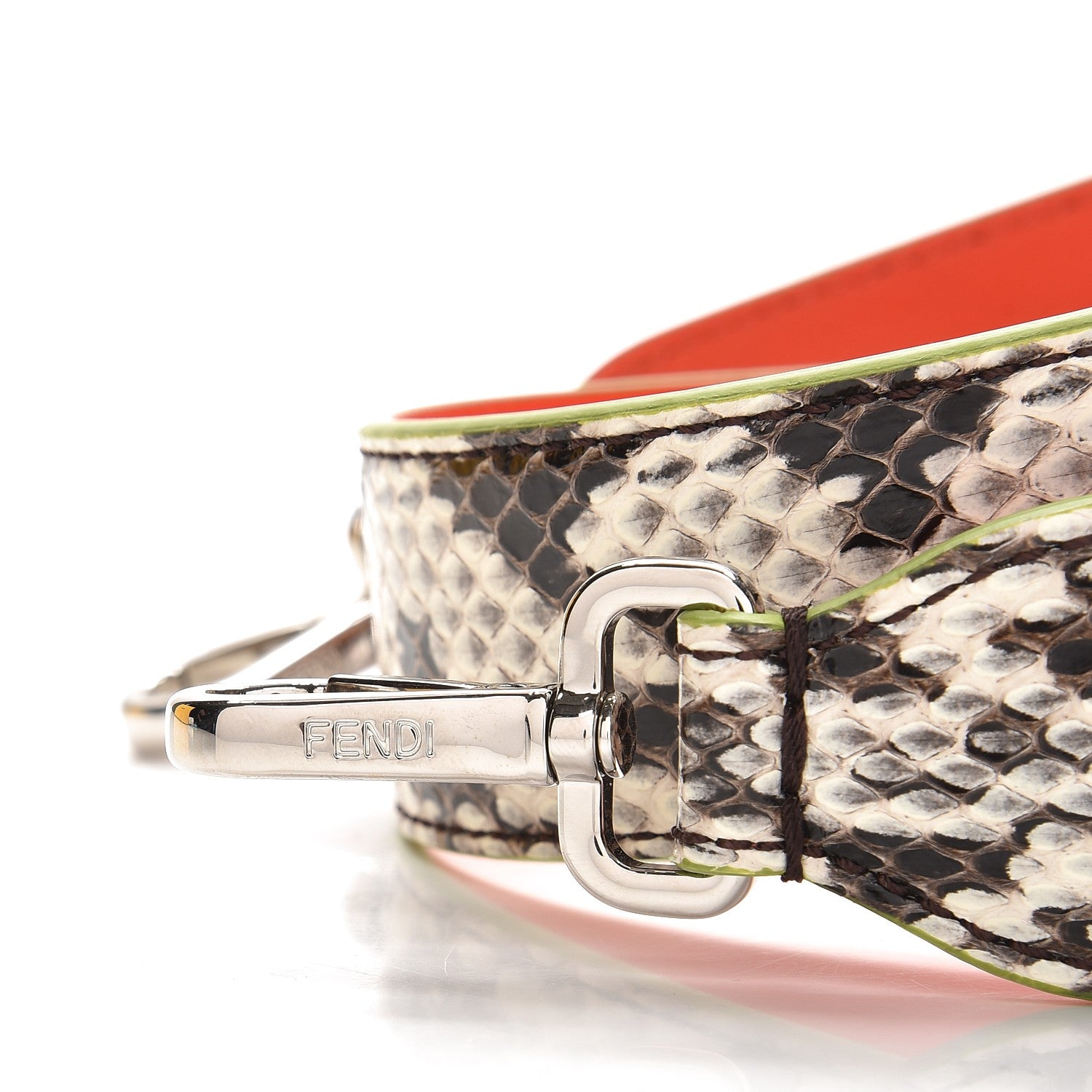 Fendi Shiny Python Vitello Dolce Strap You White Papavero 3 of 4