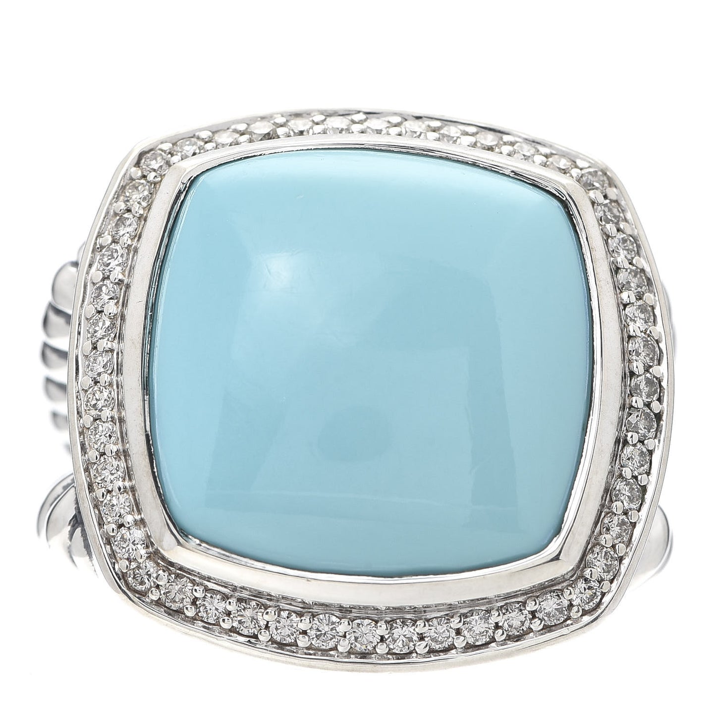 Sterling Silver Diamond Reconstituted Turquoise 17mm Albion Ring 57 8