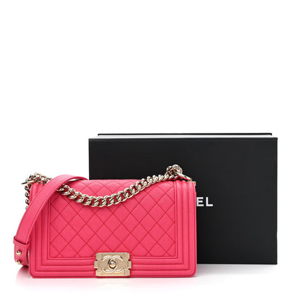 Chanel Caviar Quilted Medium Boy Flap Dark Pink 12 of 12