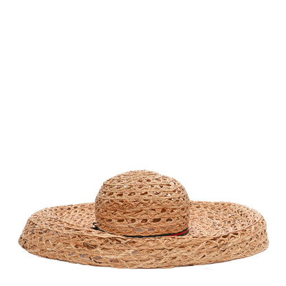 Gucci Straw Grosgrain Wide Brim Hat M Gold 4 of 9