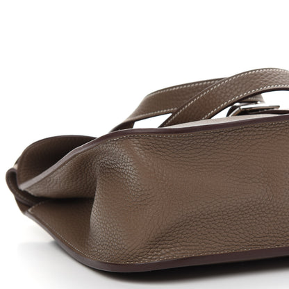 Hermes Taurillon Clemence Halzan 31 GM Etoupe 10 of 11